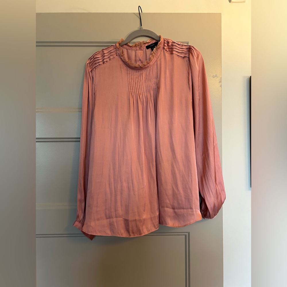 Ruffleneck Drapey Top by J. Crew in Clay Sand Size 2x